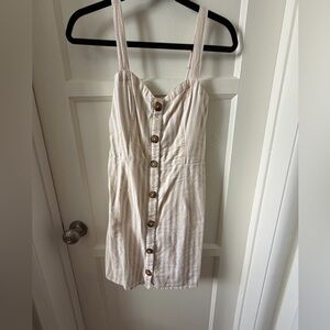 Abercrombie & Fitch Cream & White Striped Button-Front Mini Dress